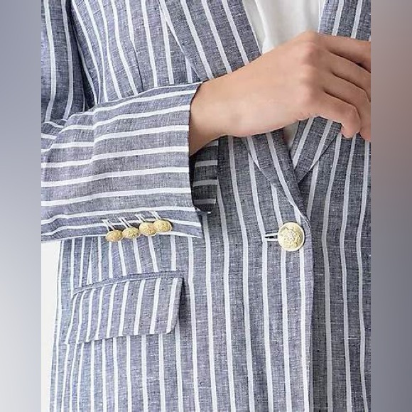 J.Crew Alfie blazer in striped linen BX807 - Picture 3 of 11